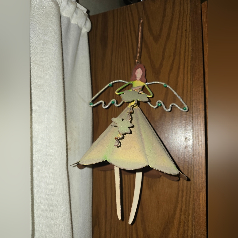 Metallic Angel Ornament with Green and Gold Shamrock Accents